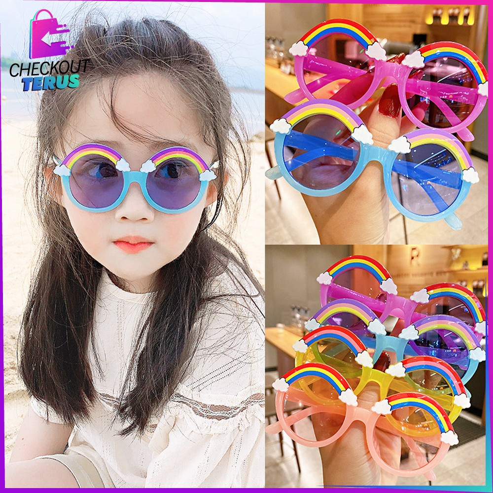 CT C674 Kacamata Hitam Anak Pelangi Unisex Fashion Kaca Mata Warna Kids Sunglasses Rainbow Import