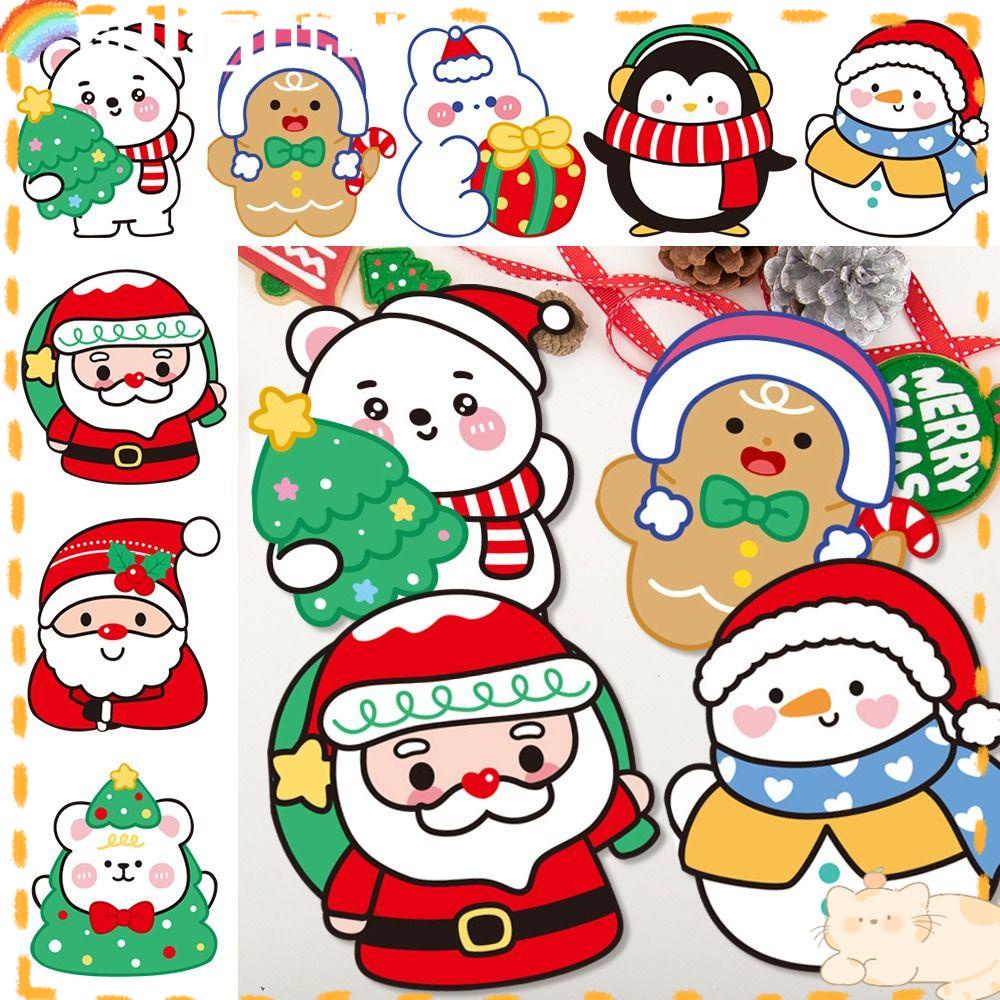 Solighter 5PCS Merry Christmas Holiday Dekorasi Kartun Lucu Lawan Jenis Kartu Berkat