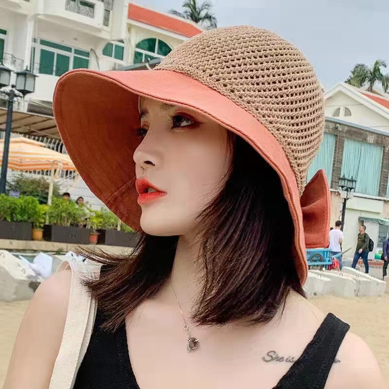 Topi Pantai Matahari Rajut Wanita Premium Model Korea Terbaru - Topi Rajut Musim Panas