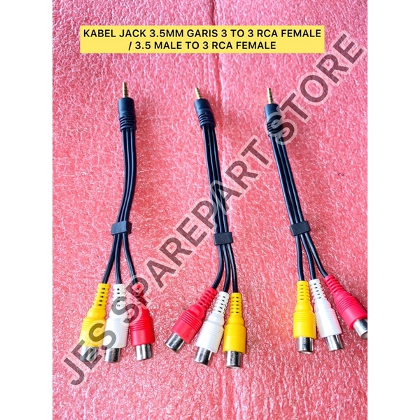 KABEL JACK 3.5MM GARIS 3 TO 3 RCA FEMALE / 3.5 MALE TO 3 RCA FEMALE