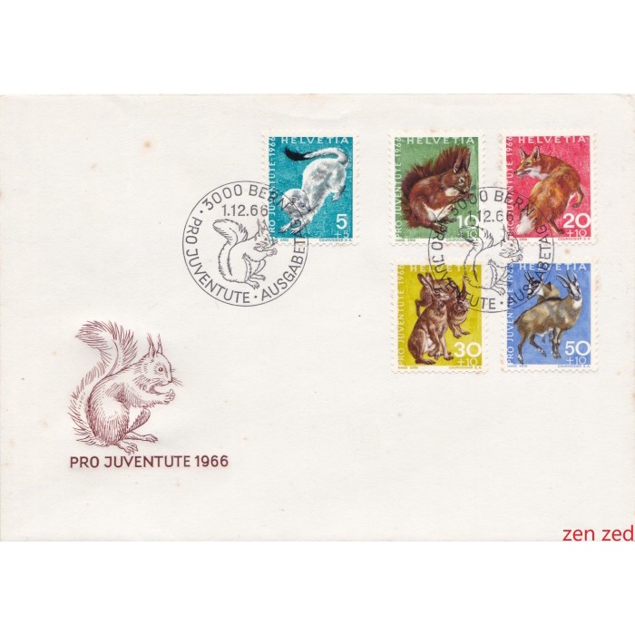 

A531 Prangko Swiss FDC 1966 Wild Animals 1 Pcs