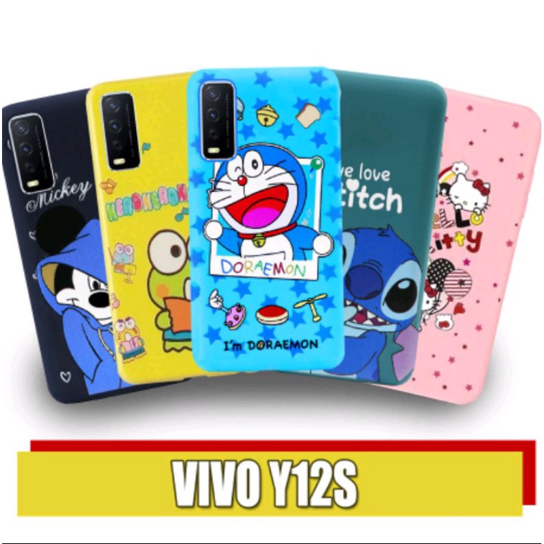 Case VIVO Y12s Y12i Y12 Y11 Y15 Y17 Y20 SoftCase Tpu Karakter Doraemon Stitch Mickey Kitty Keropi