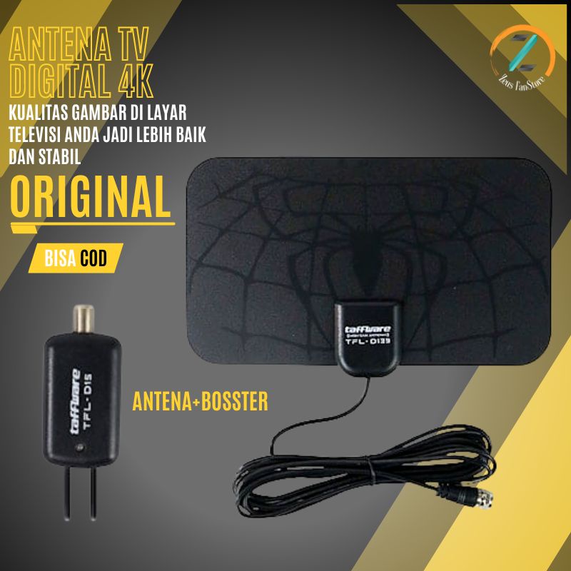 Taffware Antena TV Digital 4K Indoor Super Jernih Anthena UHF Antenna VHF Digital Tv Tabung LED Smar