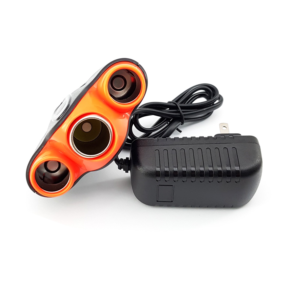 Adaptor Lighter 220V To 12V DC Colokan Lighter 3 Lubang Charger Mobil