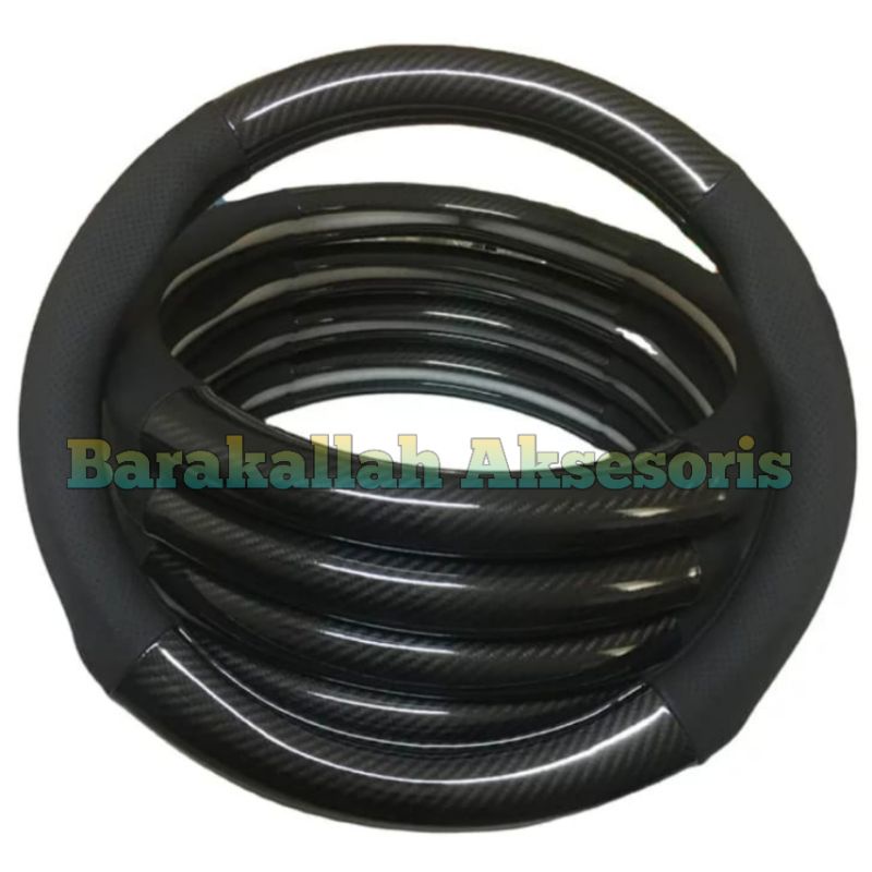 Sarung Stir Mobil BRIO Cover Stir Carbon Setengah Kulit ORIGINAL