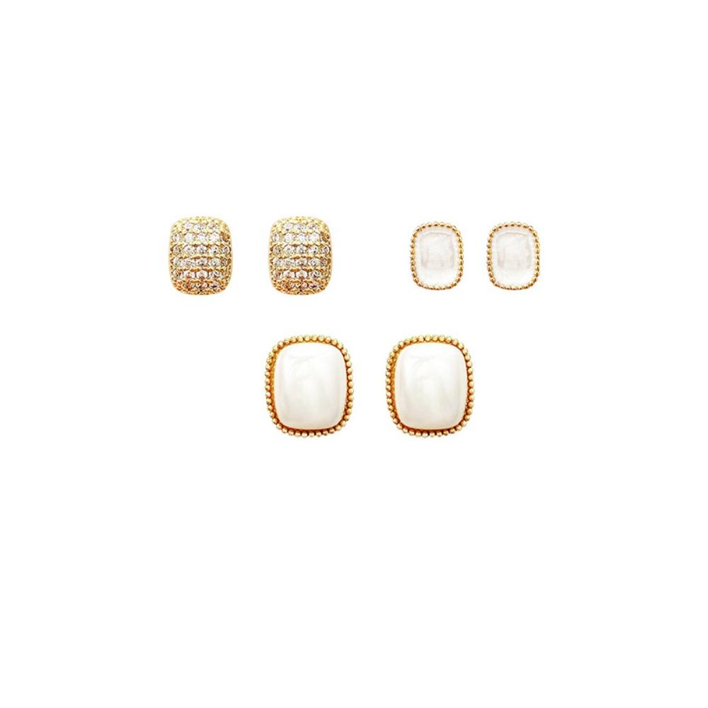 Mxbeauty Anting Mutiara Set Perhiasan Pesta Peri Mini Mewah Elegan Indah Square Vintage Anting Gaya Korea