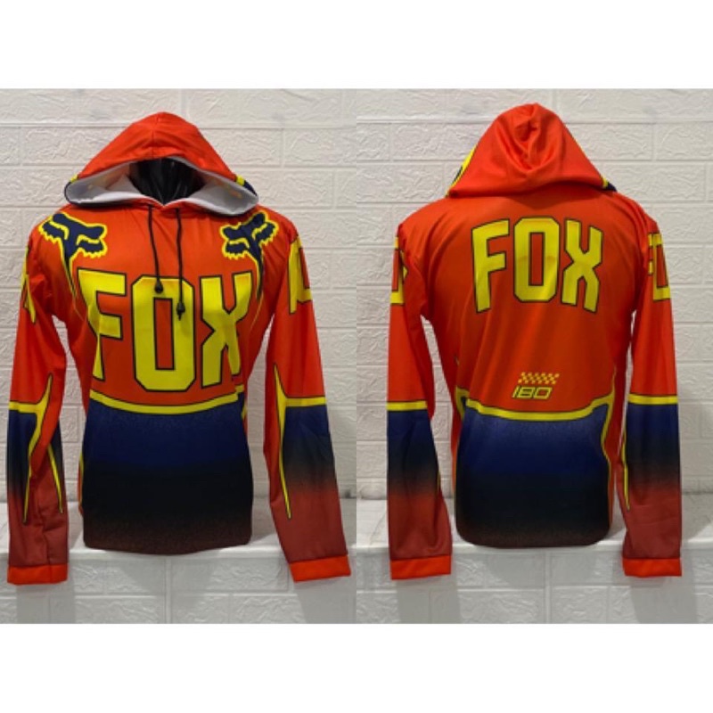 KAOS HOODIE MOTOR BALAP CROSS DRAG RACING PRINT PRIA MURAH FOX KOMBINASI MERAH HATI