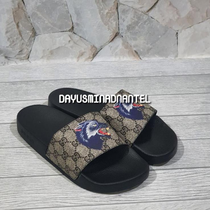 ~ SANDAL PRIA / SANDAL GUCCI / SANDAL GUCCI GARIS / SANDAL GUCCI ANIMAL SLIDE  Terbaik 