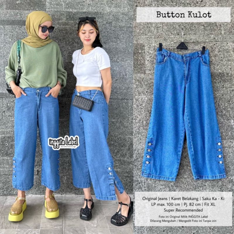 BUTTON KULOT BY INGGITA LABEL / CELANA KULOT JEANS WANITA / Celana jeans muslimah premium 2023