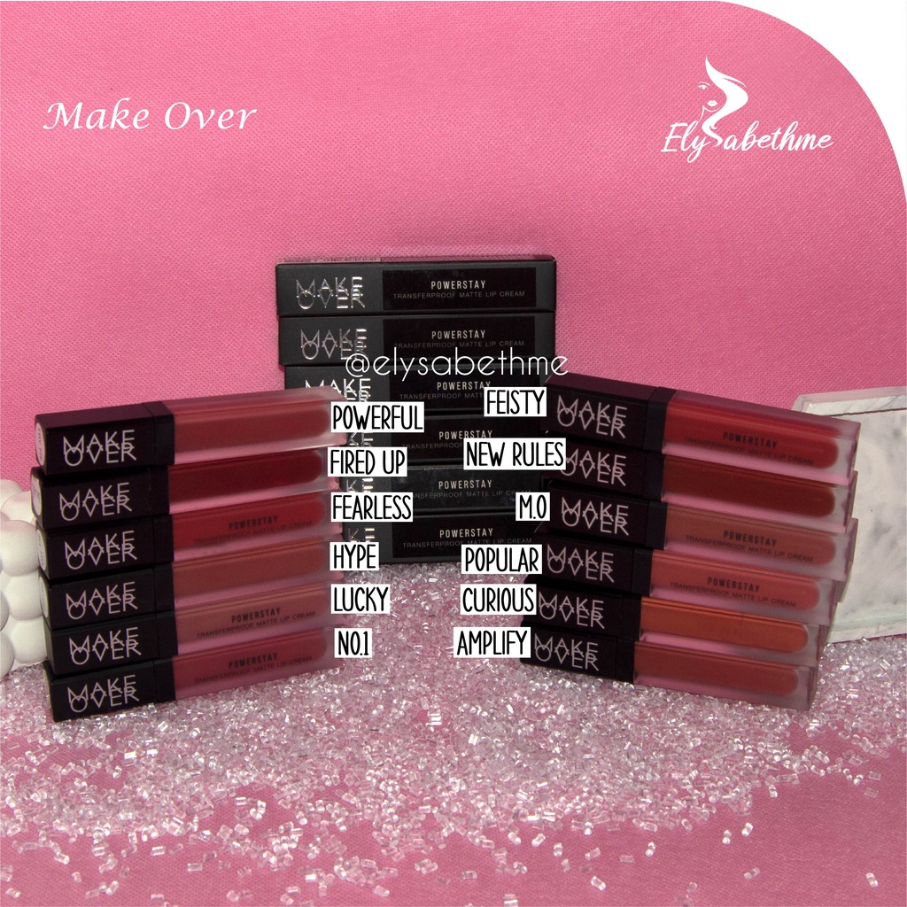 ✿ELYSABETHME✿ 𝓶𝓪𝓴𝓮𝓸𝓿𝓮𝓻 Make Over Powerstay Transferproof Matte Lipcream tahan lama anti nempel