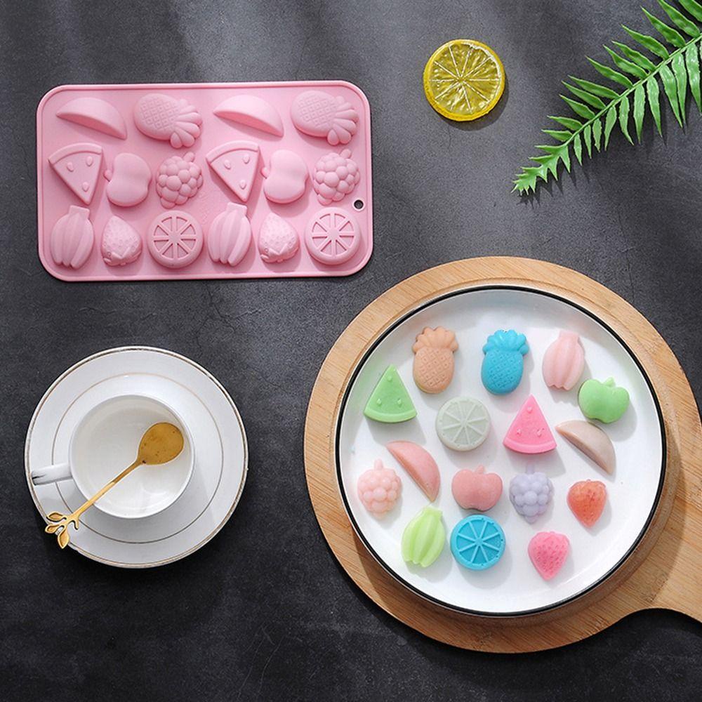 Solighter Cetakan Sabun Handmade Tema Buah Cetakan Mousse Semangka Strawberry Mangga 16rongga