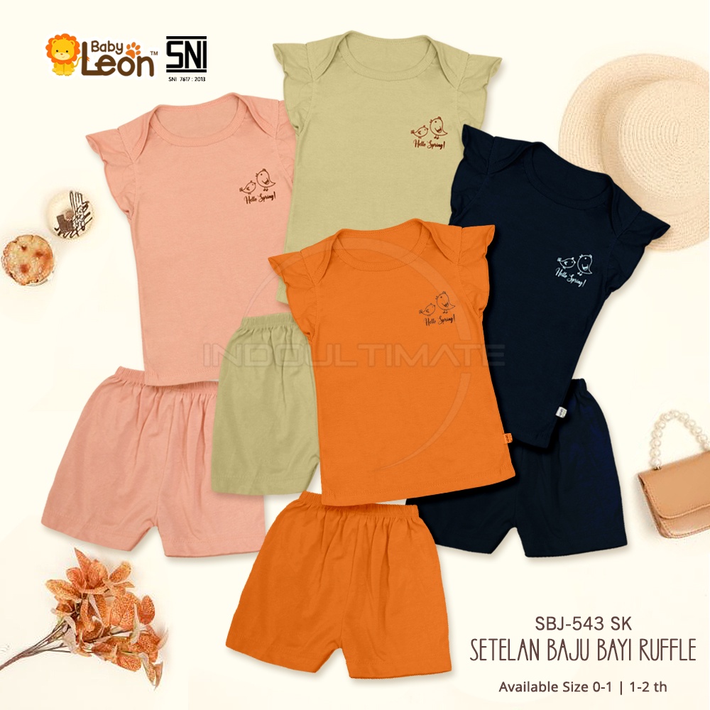 Setelan Playsuit Cotton Baju Ruffle Lengan Pendek + Celana Pendek Bayi Cewek SBJ-543SK Baju Bayi Baru Lahir Baju Tidur Bayi Baju Harian Bayi Atasan Kaos Bayi Pakaian Bayi Celana Pendek bayi Celana Bayi Baru Lahir Perlengkapan Bayi Baru lahir