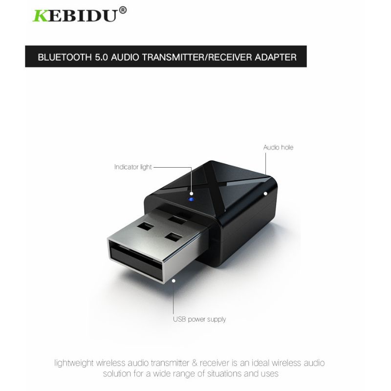 KEBIDU Bluetooth Receiver 2 in 1 USB Dongle HiFi Audio Bluetooth Transmitter &amp; Receiver