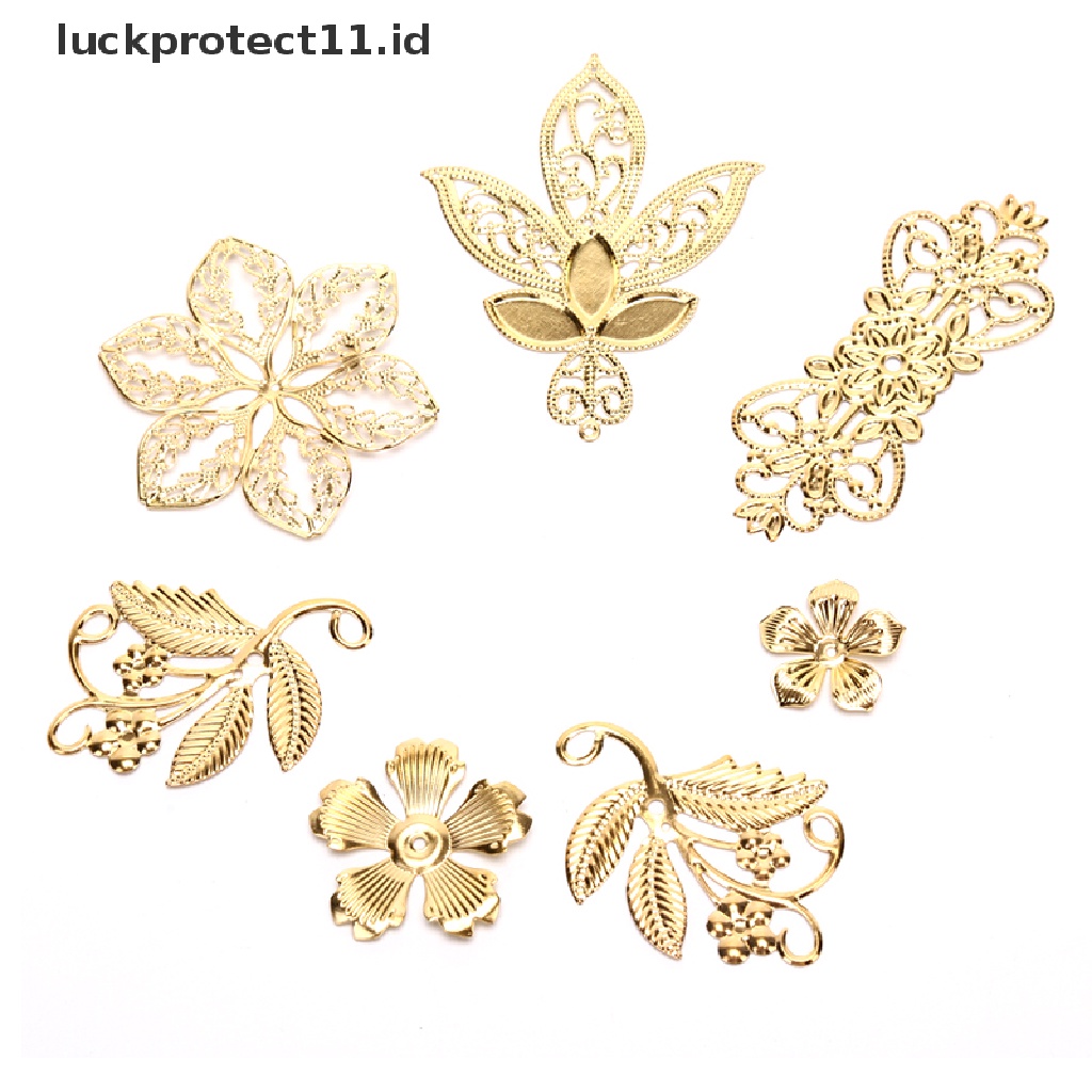 /Fashion Hot// Fashion// 50Pcs Vintage Metal Leaf Kerawang Bunga Slice Ch DIY Craft Membuat Perhiasan.