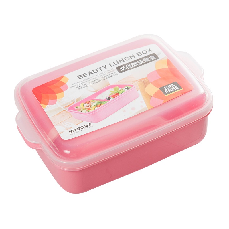 Lunch Box Portable 2 Warna dengan set sendok Siap Pakai | Kotak Bekal Serbaguna