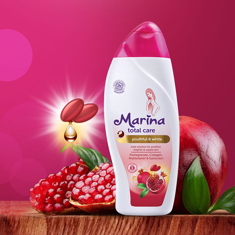 Marina Total Care Youthful & White Hand & Body Lotion 185ml - 8 In 1 Ukuran 185ml