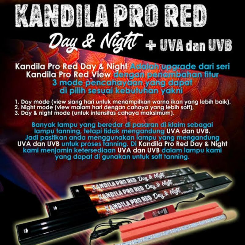 KANDILA PRO RED DAY AND NIGHT 400 UV A UV B PLUS LAMPU T8 KANDILA PRO DAY AND NIGHT 400