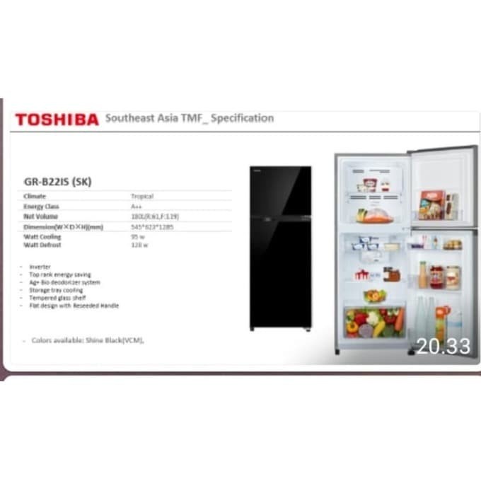 TOSHIBA GRRB22iSK Kulkas 2 Pintu