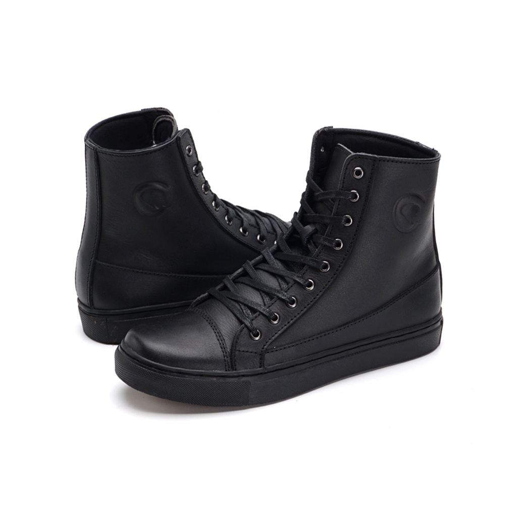 VALDEMAR FULL BLACK ORIGINAL x GREATA Sepatu Kulit Sapi Asli Pria Boots Hitam Tali Casual Semi Formal Vintage Klasik Jalan Hangout Kuliah Kerja Kantor Classic Boot Genuine Leather Shoes Bikers Touring Footwear Big Size Ukuran Besar Jumbo 44 Keren Kekinian