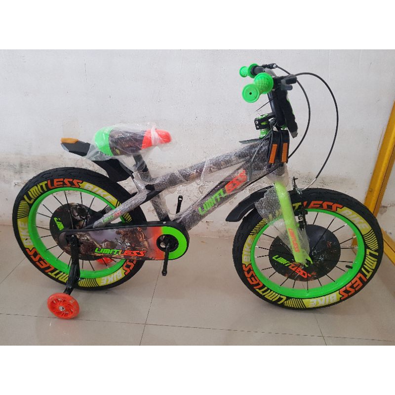 Sepeda Anak Sepeda BMX 18 inch LIMITLESS (TRANSFORMER) ( BAN JUMBO 3.0) ( Warna Hijau )