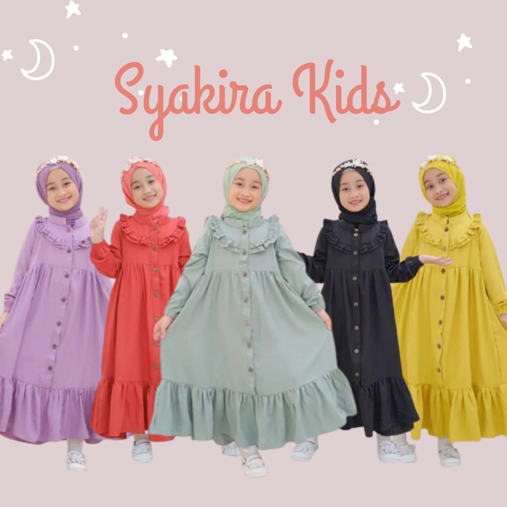 PROMO Gamis Anak Perempuan / Gamis Terbaru 2022 / Baju Gamis Anak Perempuan / Baju Muslim Anak Perempuan / Fashion Muslim Anak/ Baju Muslim Anak / Baju Lebaran 2023 Model Terbaru / Gamis Crinkle Airflow / Gamis Syakira Kids