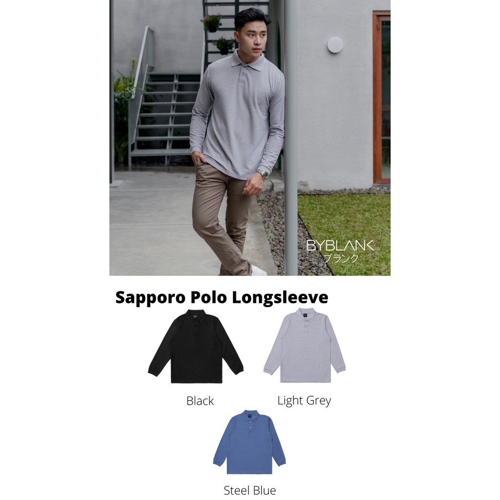 Kaos Polo Lengan Panjang Pria Premium - Blank Apparel - Sapporo Polo Long Sleeve