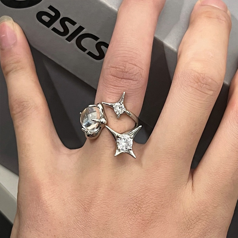 Aksesoris Cincin Zirkon Inset Mikro Meteor Temperamen Gaya