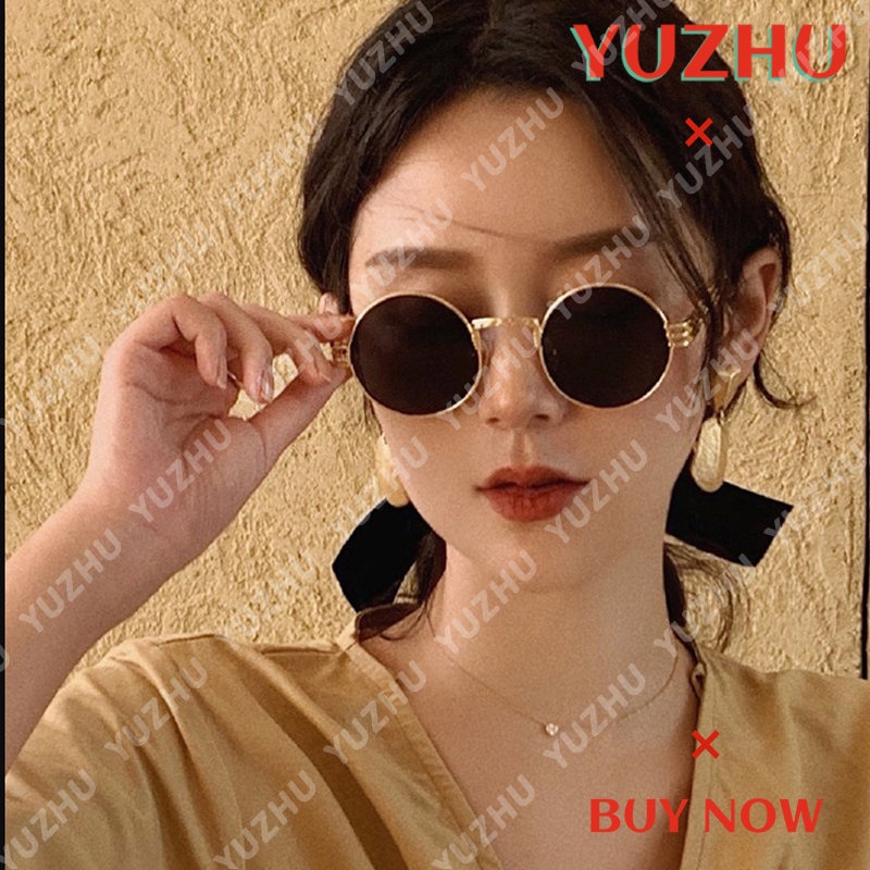 (YUZHU) Kacamata Hitam Bingkai Logam Mode Vintage Punk Fashion Colorful Sunshade Sunglasses