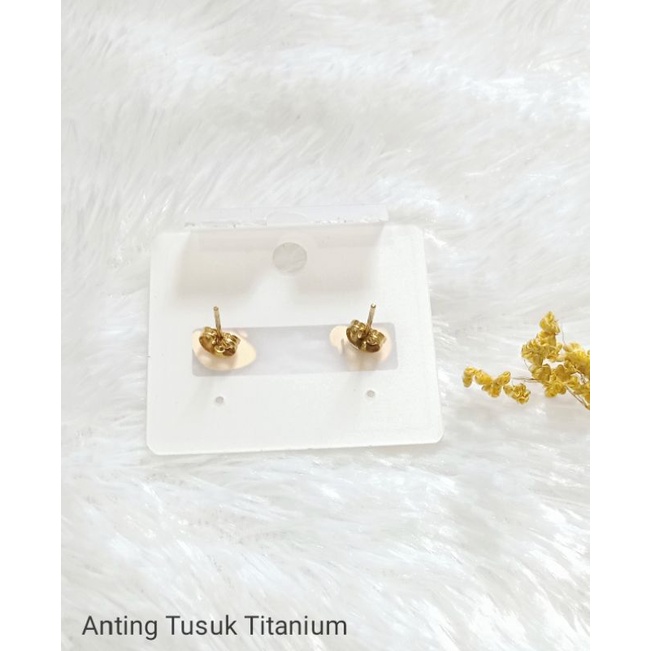 TAMK014. Anting tusuk Angsa Titanium dewasa lapis emas dgn mata zircon