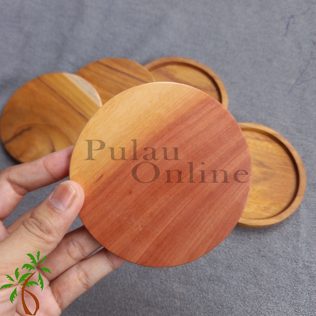 Tatakan Gelas Kayu / Coaster / Alas Gelas / Cangkir - Pulau Online