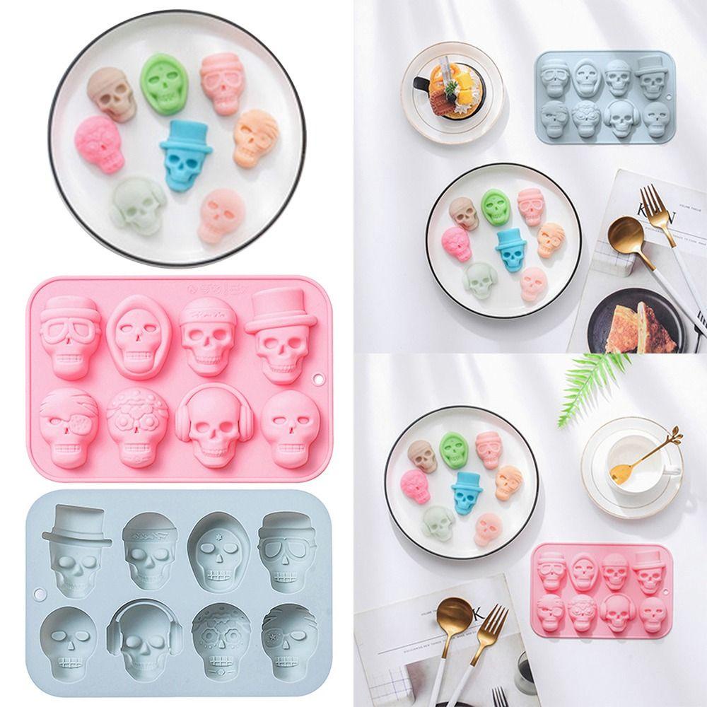 Top 8kisi Tengkorak Gummies Dekorasi Pesta Baking Alat Membuat Kue Hantu DIY Craft Cetakan Puding Silikon