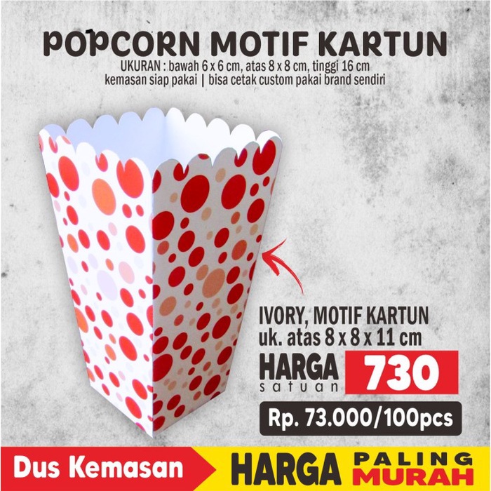 

BAKING-POWDER- KANTONG DUS KEMASAN BOX POPCORN POLKADOT UK 8X8X16 CM FOODGRADE -POWDER-BAKING