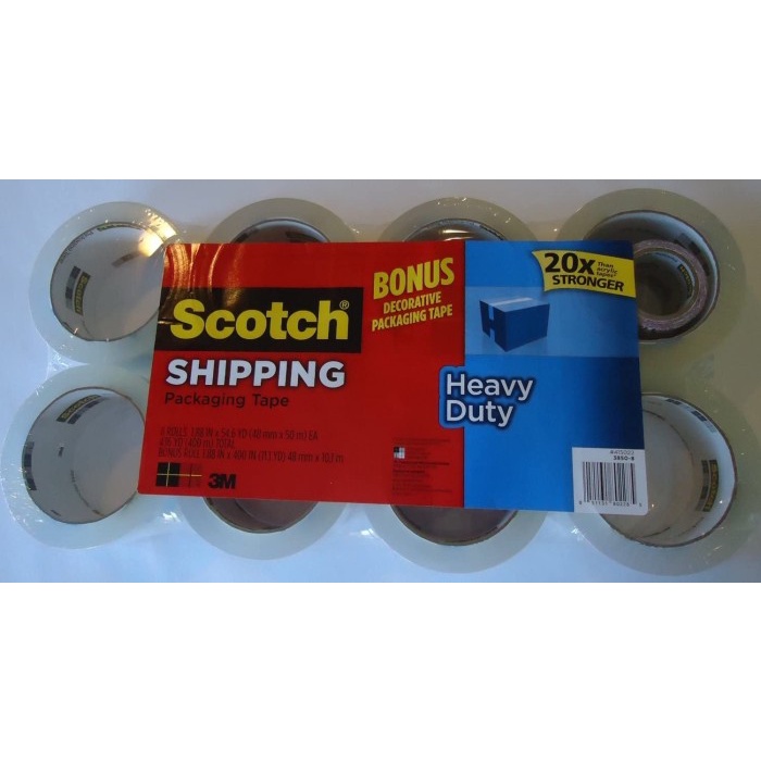 

SCOTCH SHIPPING PACKING TAPE 1.88 INCHES X 54.6 YARDS, 8 ROLLS (436 TO