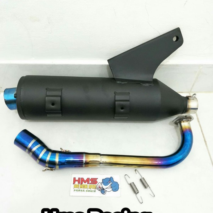 Knalpot Tsukigi Xeon RC-Xeon Injek Leher Pelangi Blue Stenlis Thailand