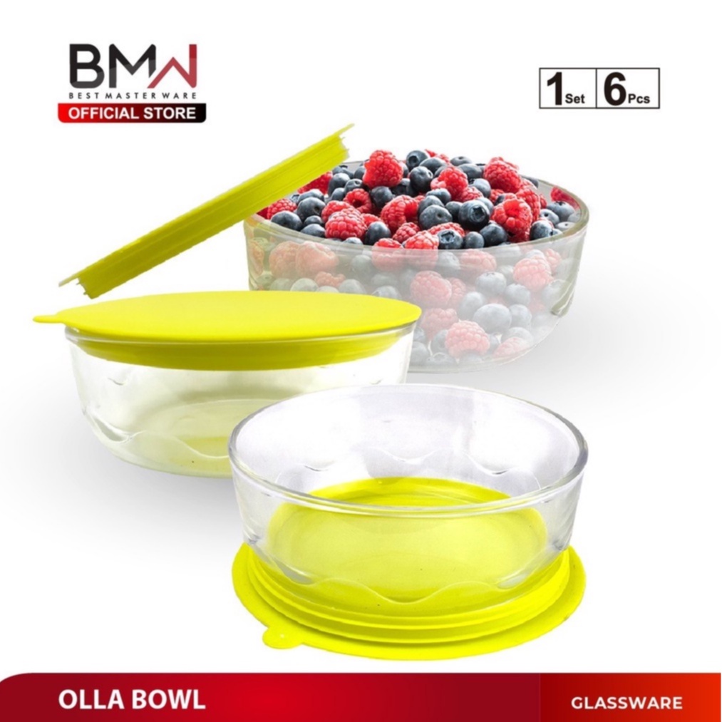 BMW Mangkok Olla Bowl / Wadah Makanan Kaca Tebal 1set