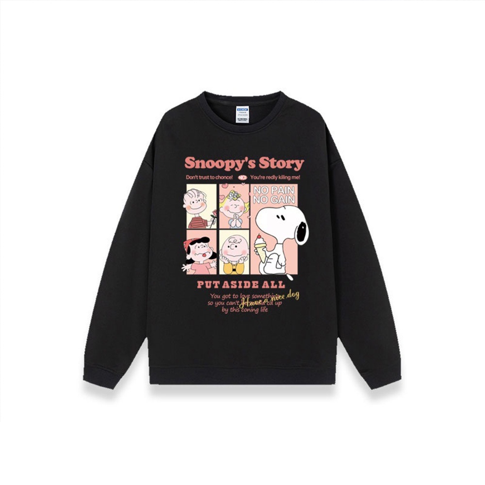 swetter oversize wanita cartoon pattern printing sweater kekinian lengan panjang crewneck import baju switer
