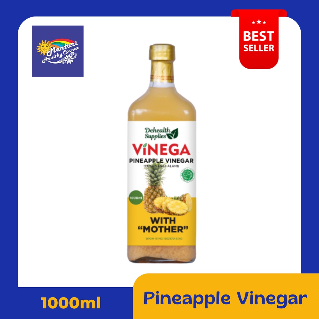 Vinega Fruit Vinegar 1litre / Vinega Cuka Buah 1litre [Apel, Nanas, Lemon] (Botol Kaca)