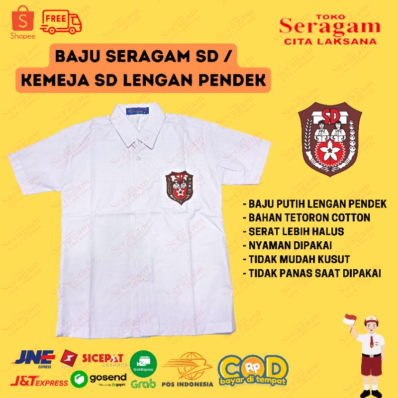 Seragam Sekolah Sd Atasan Baju Putih Tangan Pendek