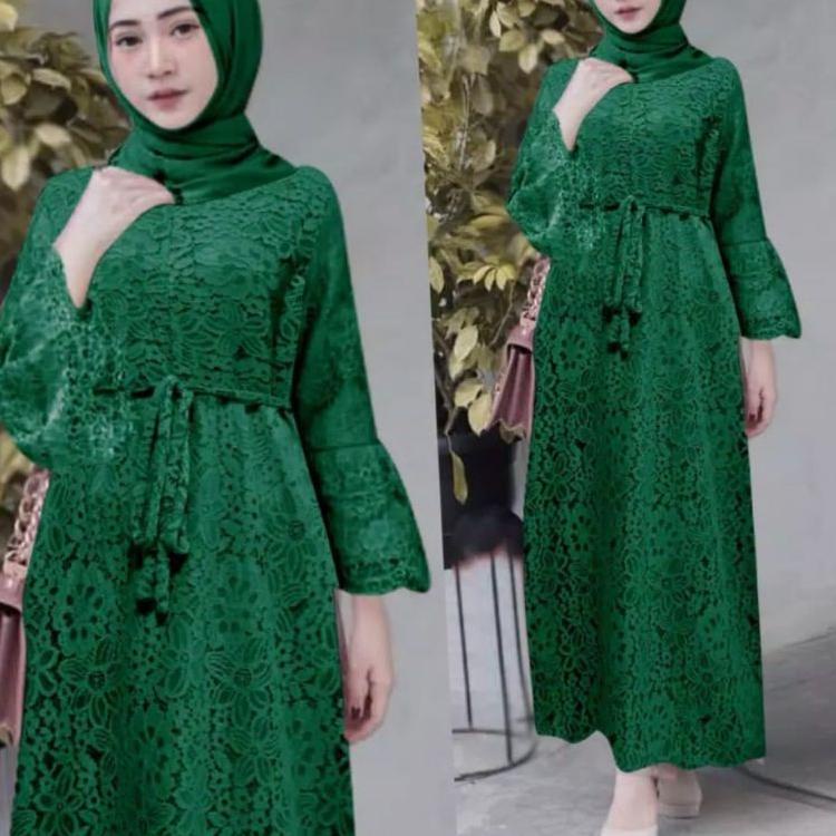 [KODE 67JQF] fashion dress gamis muslim maxi YASINA gamis brukat seragam acara baju pesta gamis