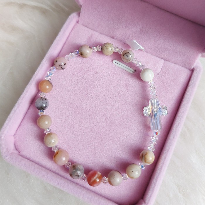 Rosario - Gelang Rosario Batu Alam Pink Opal - Hollishop