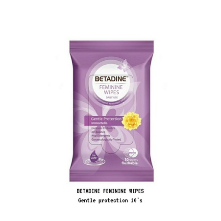 BETADINE FEMININE WIPES 10'S × 3pcs tisu pembersih kewanitaan