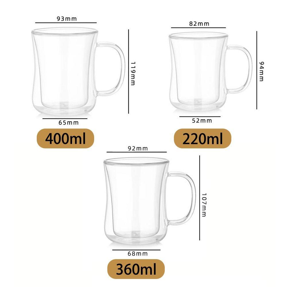 Top Double Wall Glass Cup Tahan Panas Insulated Mini Whisky Cup Cangkir Kopi Espresso Breakfast Mug Transparan Bening