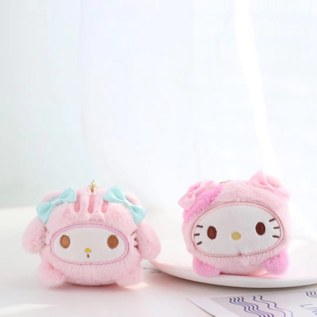 Gantungan Kunci Boneka Sanrio Lying My Melody Kuromi Bahan Plush Untuk Dekorasi Tas