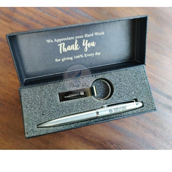 

FG3❀ Seminar Kit Pen + USB Custom, Giftset Elegan, Hampers Profesional Kado unik Pasti Laris