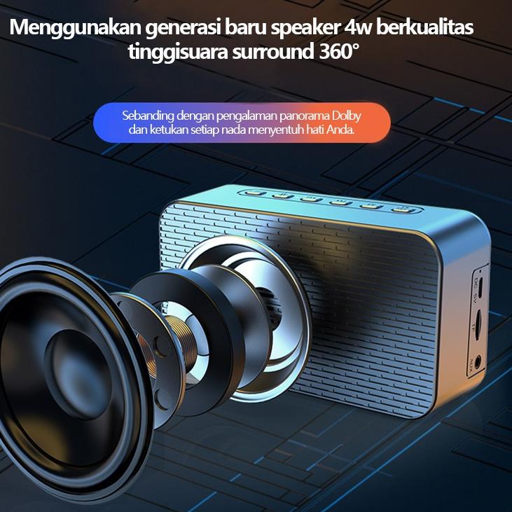 Termurah Speaker Bluetooth Portable Full Bass Stereo LED Tampilan Digital FM Radio Termometer Jam Al
