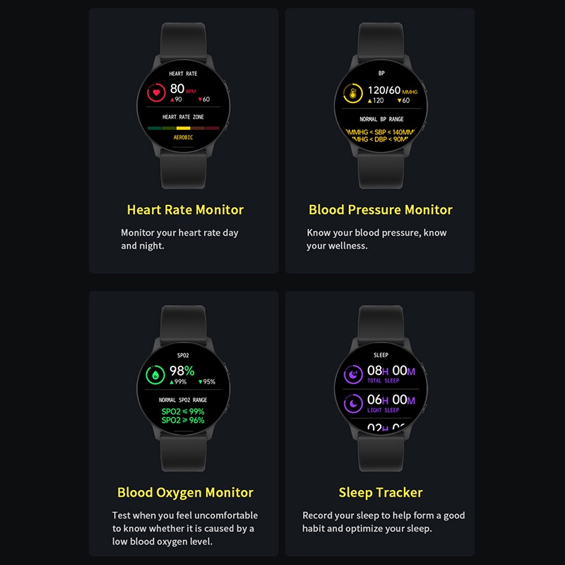 【COD】Jam Tangan Pria Wanita IP68 Waterproof/Tahan air Smartwatch Pria Smart Watch 1.28HD wallpaper custom Heart Rate blood pressure monitor Fitnes Tracker