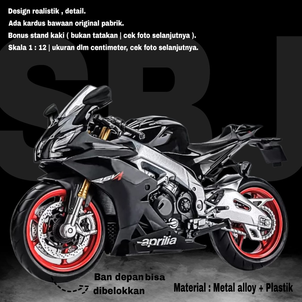 Diecast miniatur Sepeda Motor SUPERBIKE Aprilia RSV4 RR1000 Skala 1:12