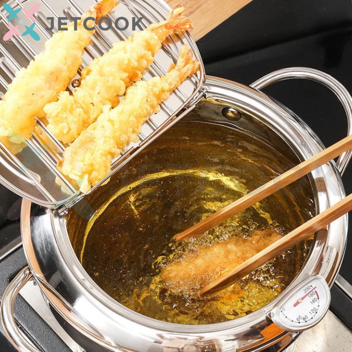 JetCook Panci Rebus Penggorengan Deep Fryer Pot Serbaguna Stainless Steel SUS304 dengan Termometer