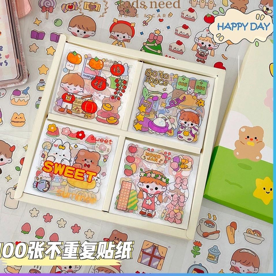 

ル (100 lembar)TELADO Stiker Aesthetic Design DIY/Sticker botol minum 2D plastik/Buku Diary Stiker Motif/Stiker Anti Air Botol Hp LapLucu PET Telado Promo!