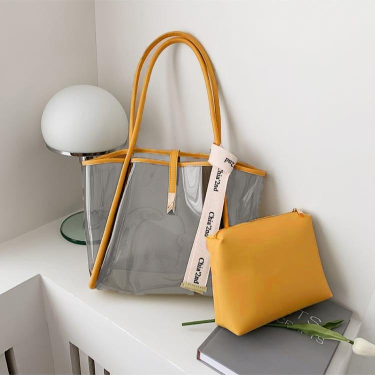 SweetSally - Tas PVC Tote Bag Mika Wanita + Dompet Pouch